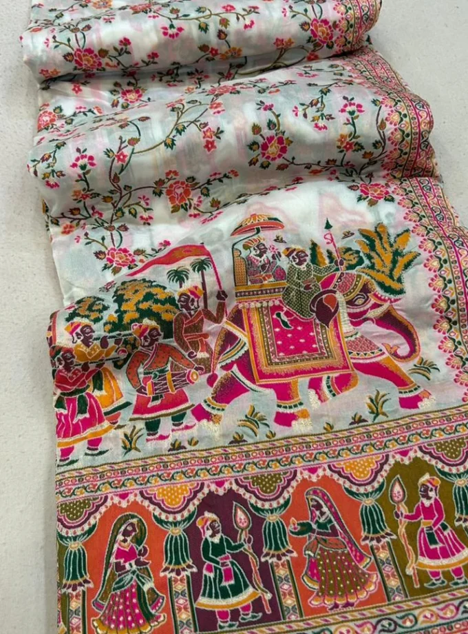 Rajwadi Pashmina Silk Saree